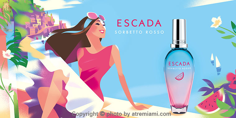 اسکادا سوربتو روسو Miami بهترین عطر و ادکلن اسکادا سوربتو روسو زنانه اصل میامی Escada Sorbetto Rosso Perfume